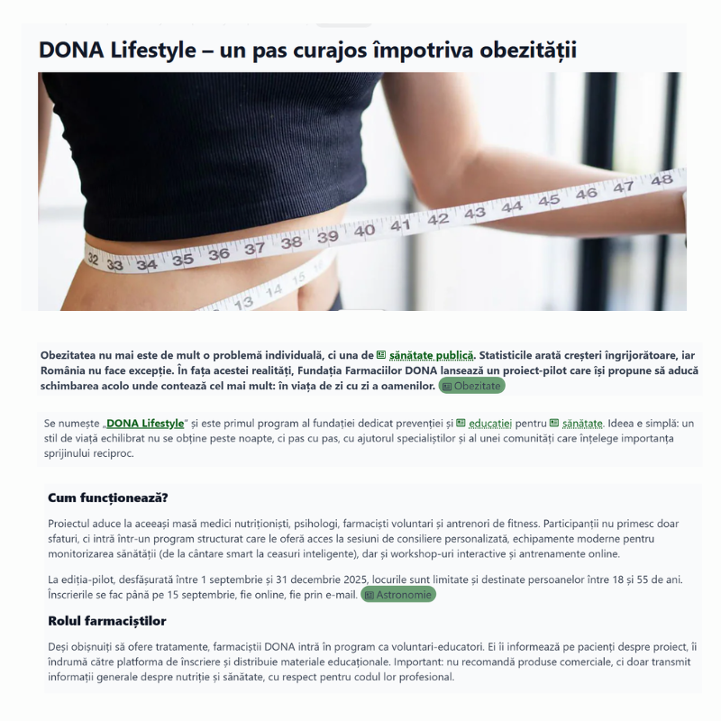 Imagine pentru articolul DONA Lifestyle – un pas curajos împotriva obezității